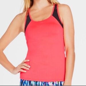 Fabletics Pink/Red with‎ Black Mesh Gulf Tank Top. size S